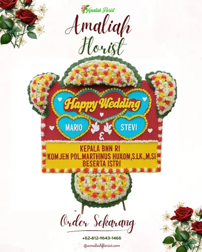 Karangan Papan Bunga Pernikahan di Gumelar